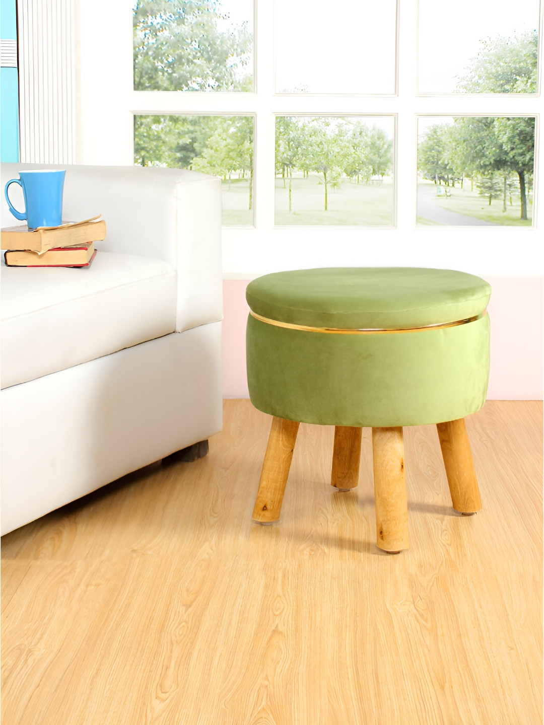 Shadowkart Green & Brown Pouffes Sitting Mudda Puffies Stool Ottoman