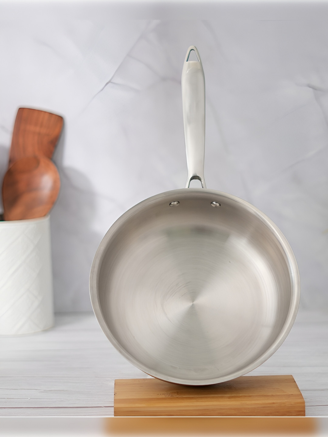 Femora Silver-Toned Stainless Steel Dishwasher Safe Frying Pan