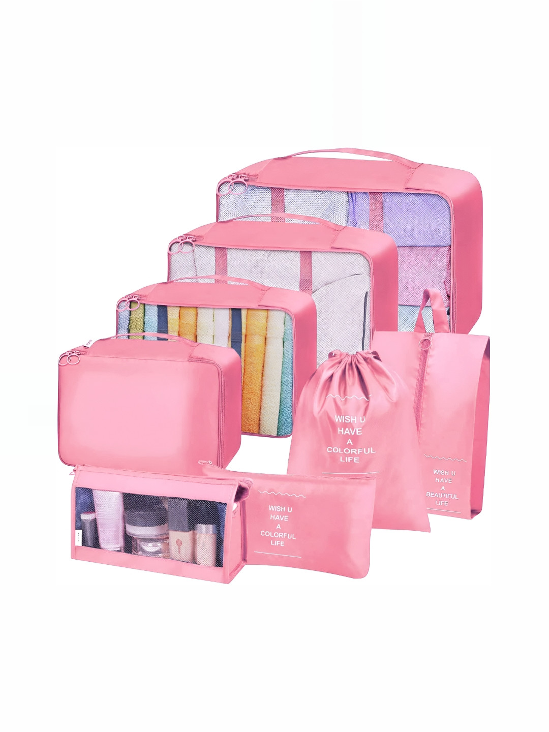 Awestuffs Pink 8 Pieces Water Resistant Multi-Utility Organisers