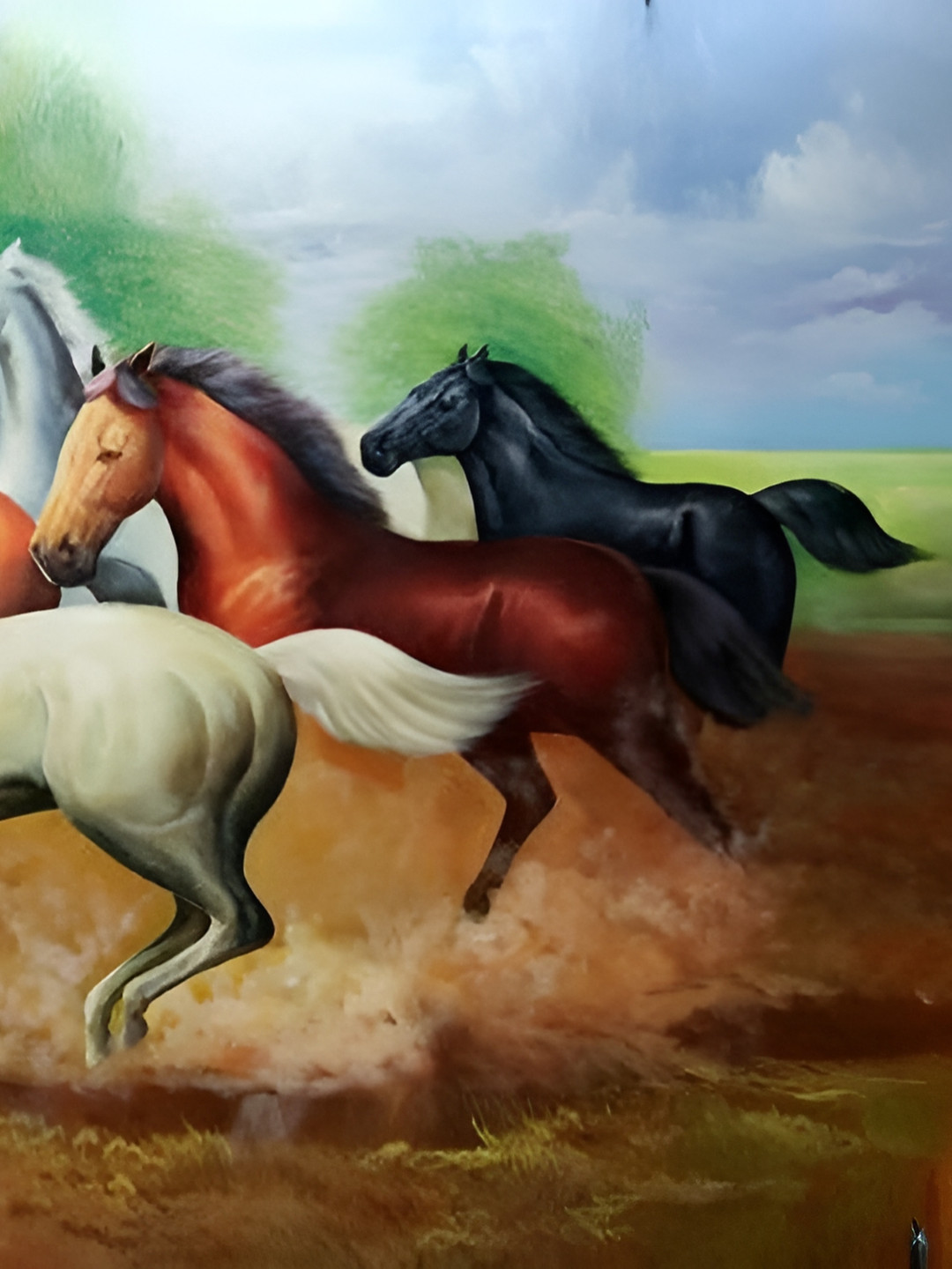 British Terminal Brown & Green Birds and Animals Wall Painting