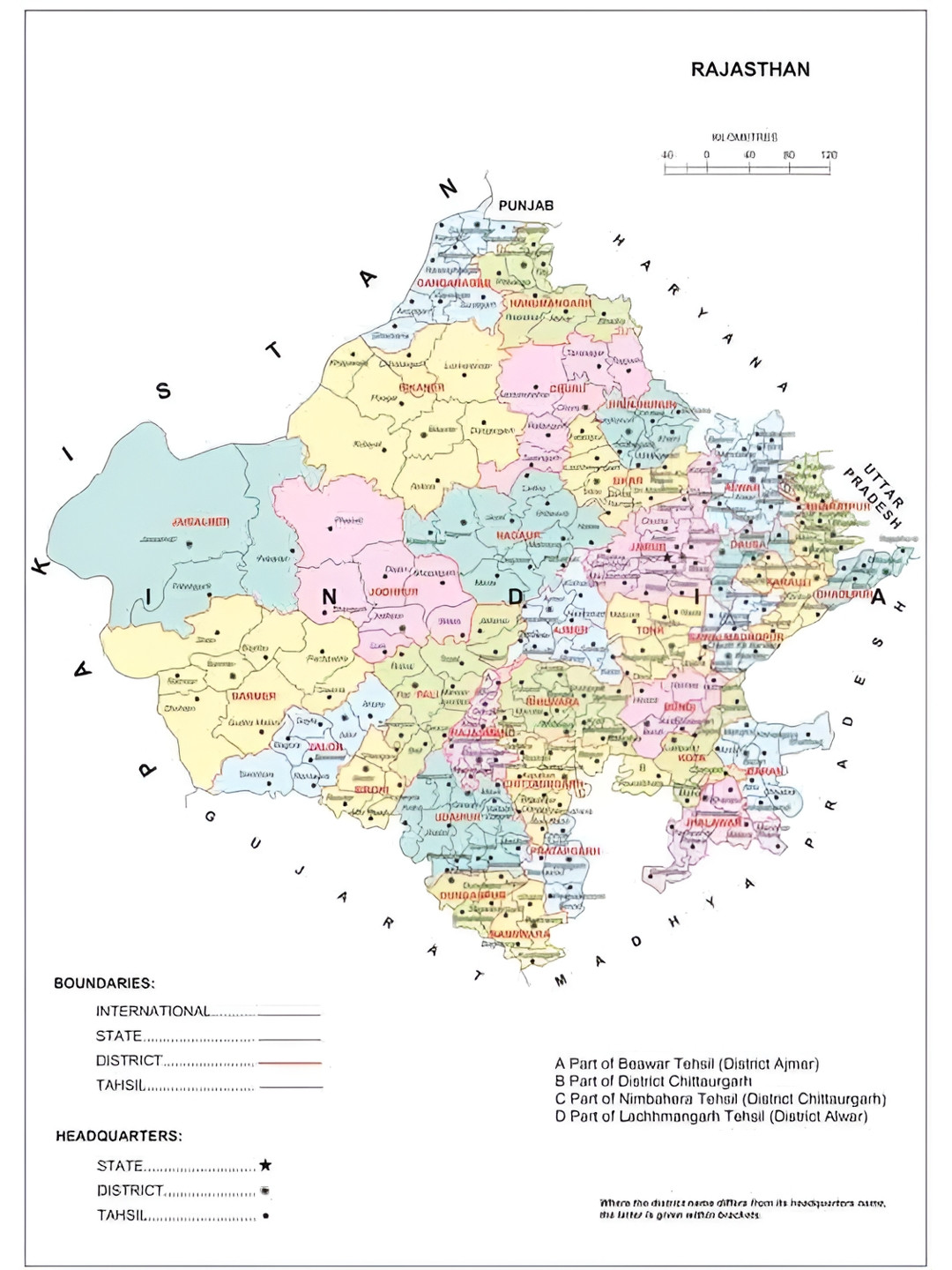 British Terminal White & Green Rajasthan Map Wall Art