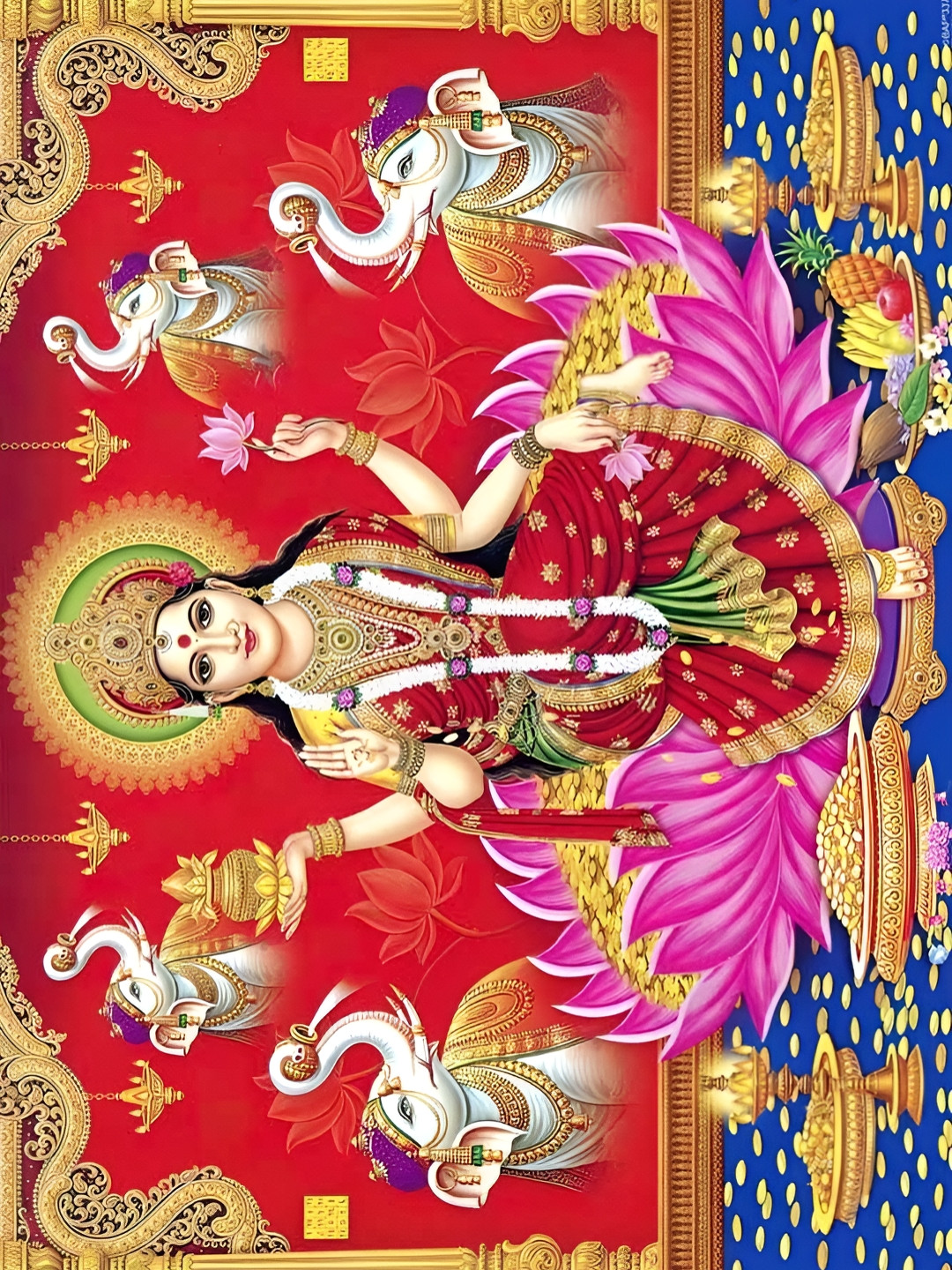 British Terminal Goddess Lakshmi Maa Paper Wall Rectangle Paintings Wall Art - 18 x 24In