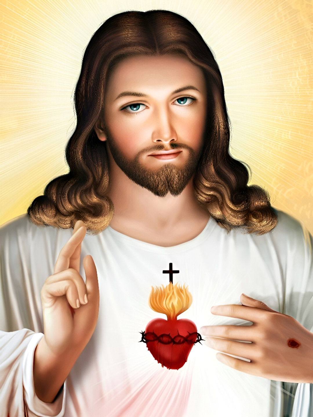 British Terminal White & Brown Lord Jesus Christ Religious Wall Art