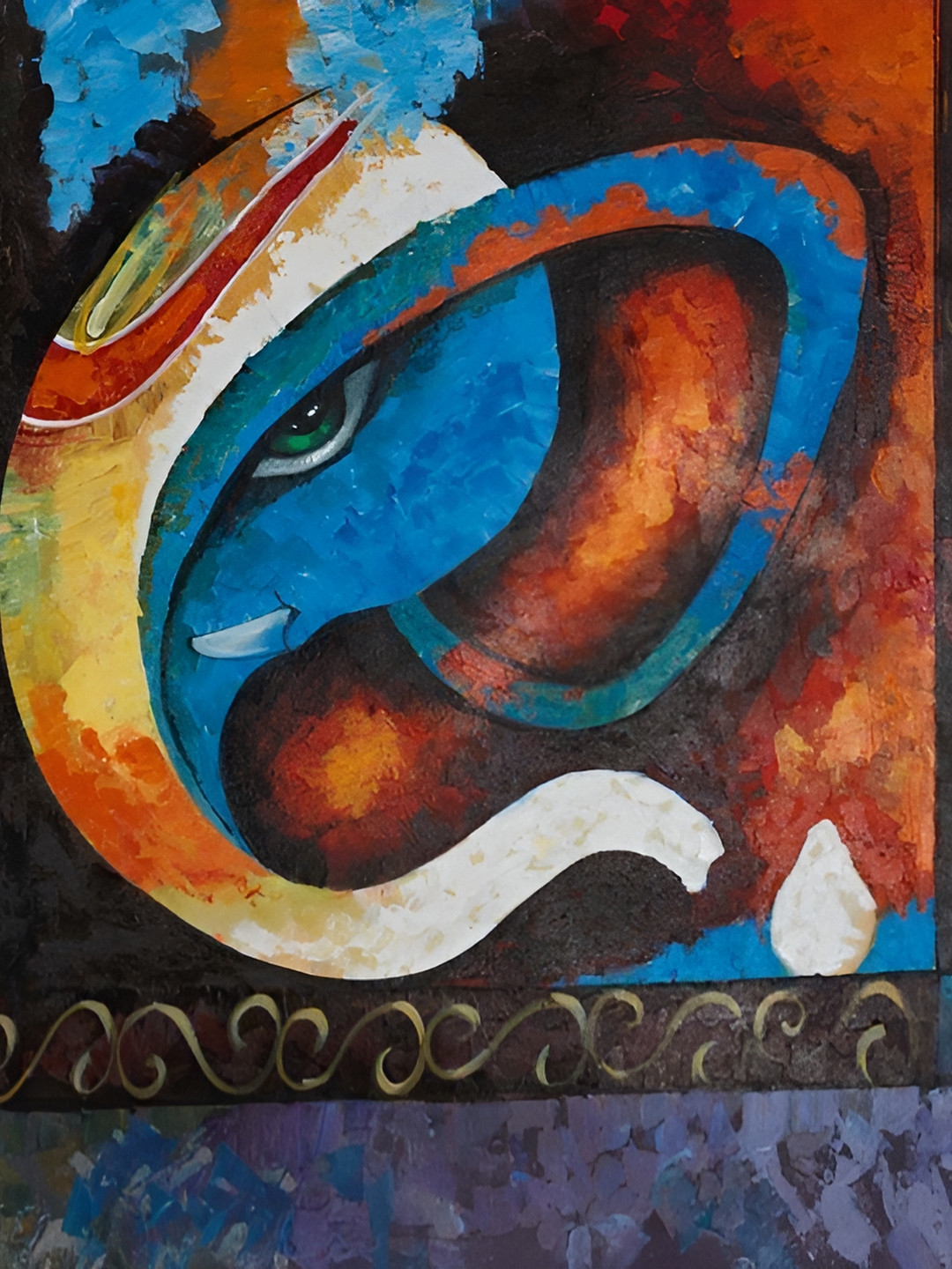 British Terminal Blue & Yellow Religious Lord Ganesha Vighnaharta Wall Poster