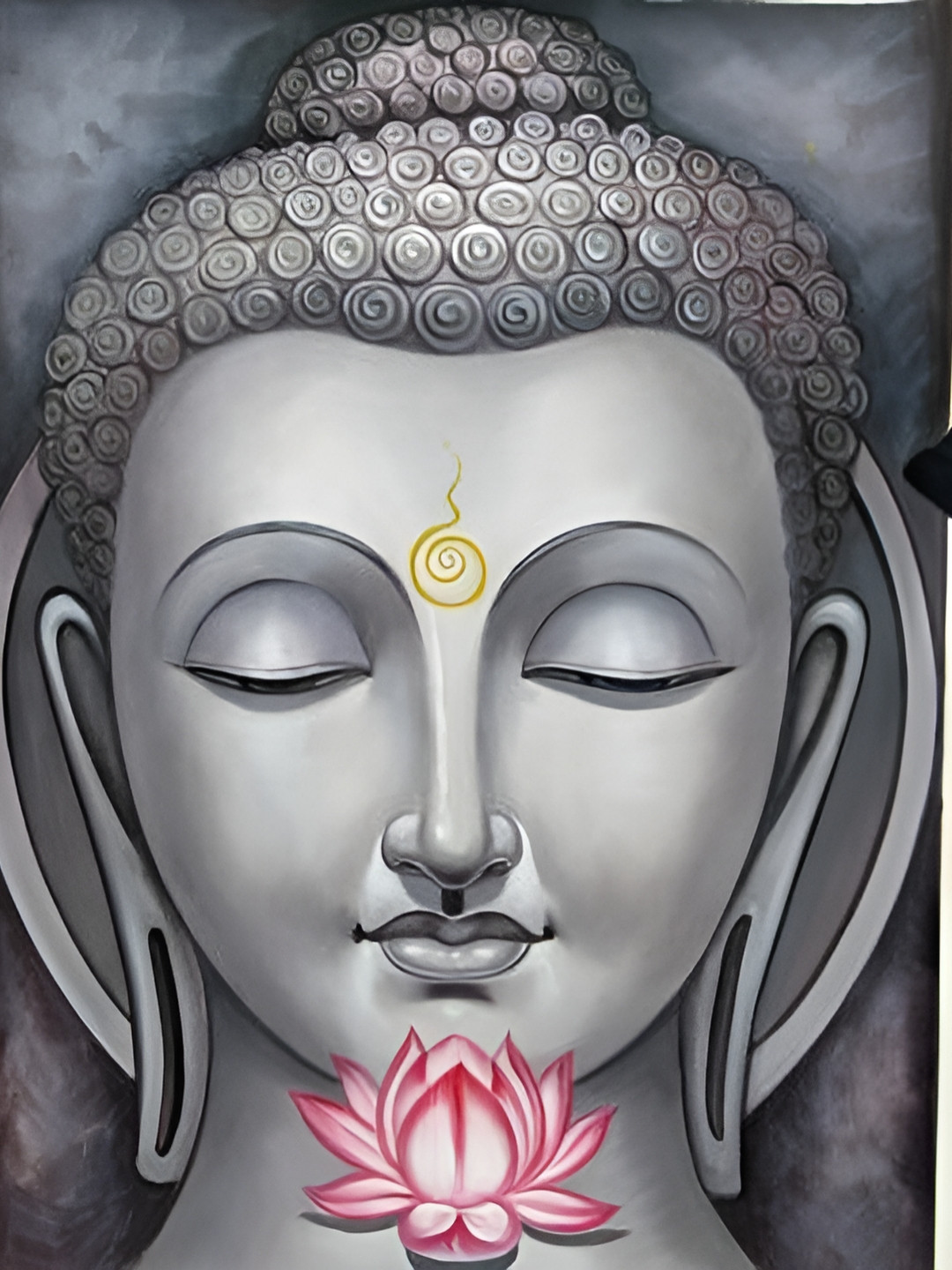 British Terminal Grey Canvas Gautam Buddha Art
