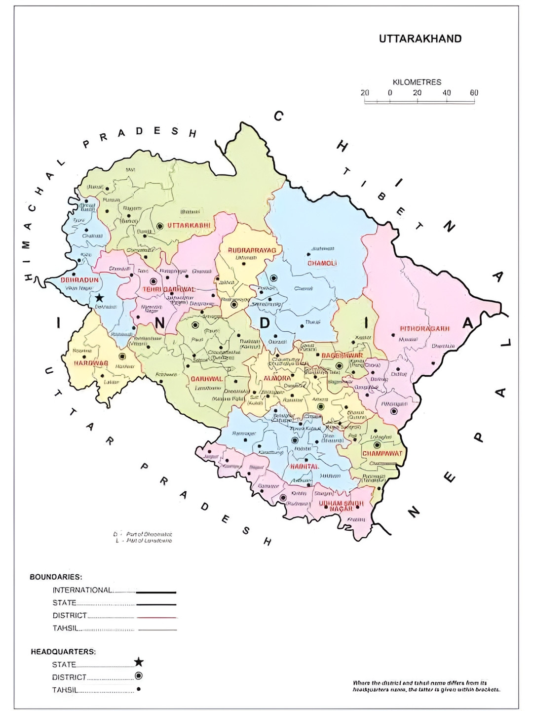 British Terminal Blue and Pink Uttarakhand Map Printed Wall Sicker