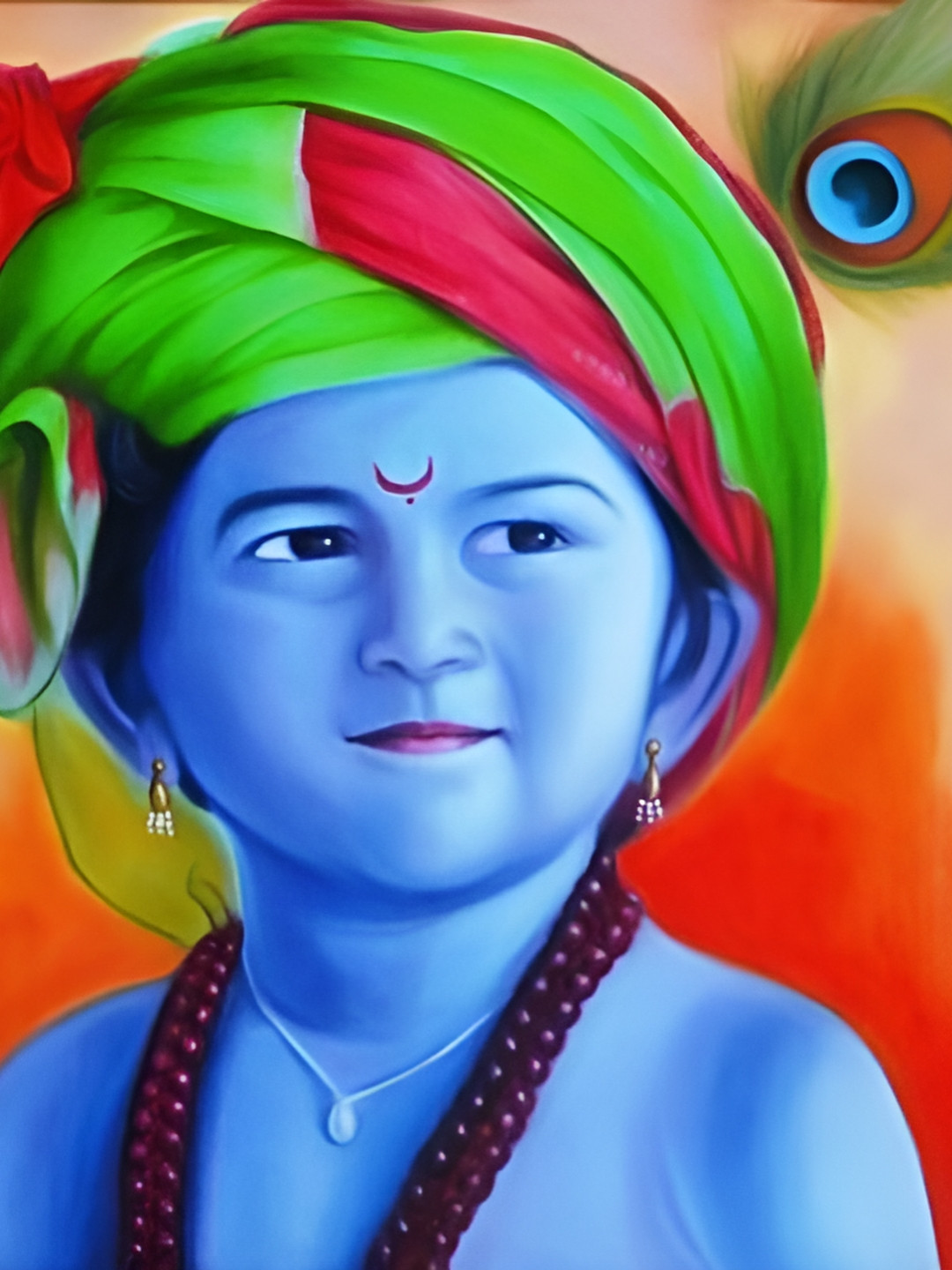 British Terminal Red & Green Other Krishna Wall Painting