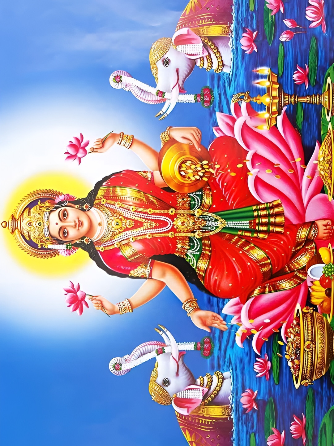 British Terminal Lakshmi Maa Paper Wall Rectangle Paintings Wall Art - 12x18In