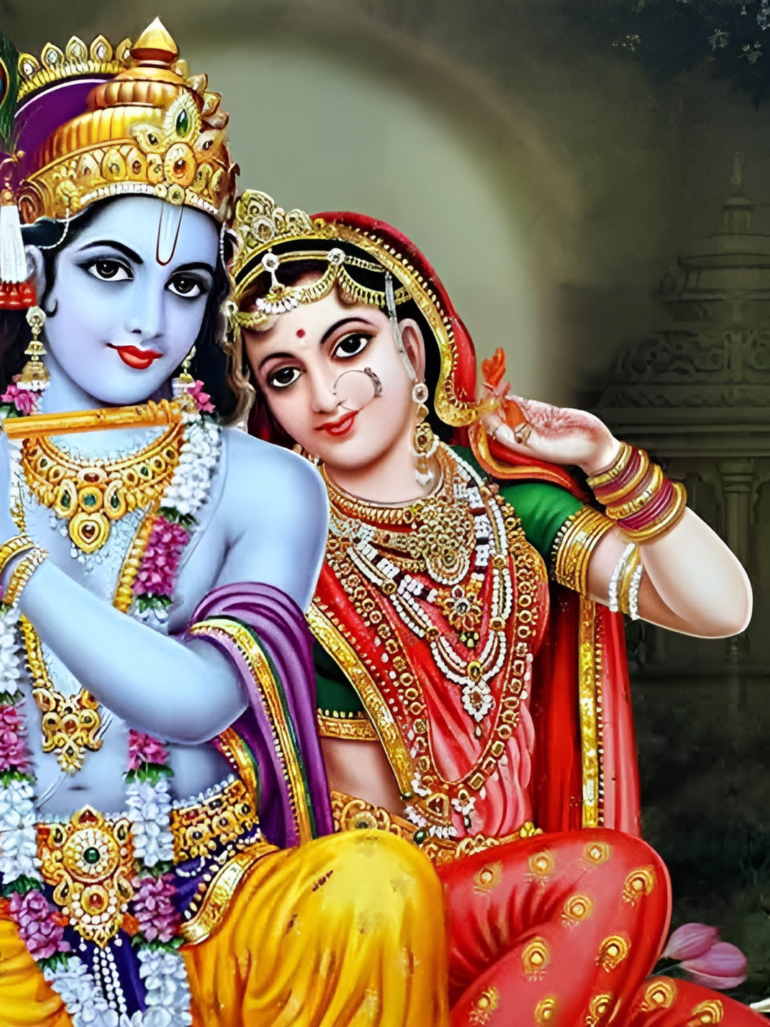 British Terminal Blue & Gold Toned Lord Radha Krishna Wallpaper