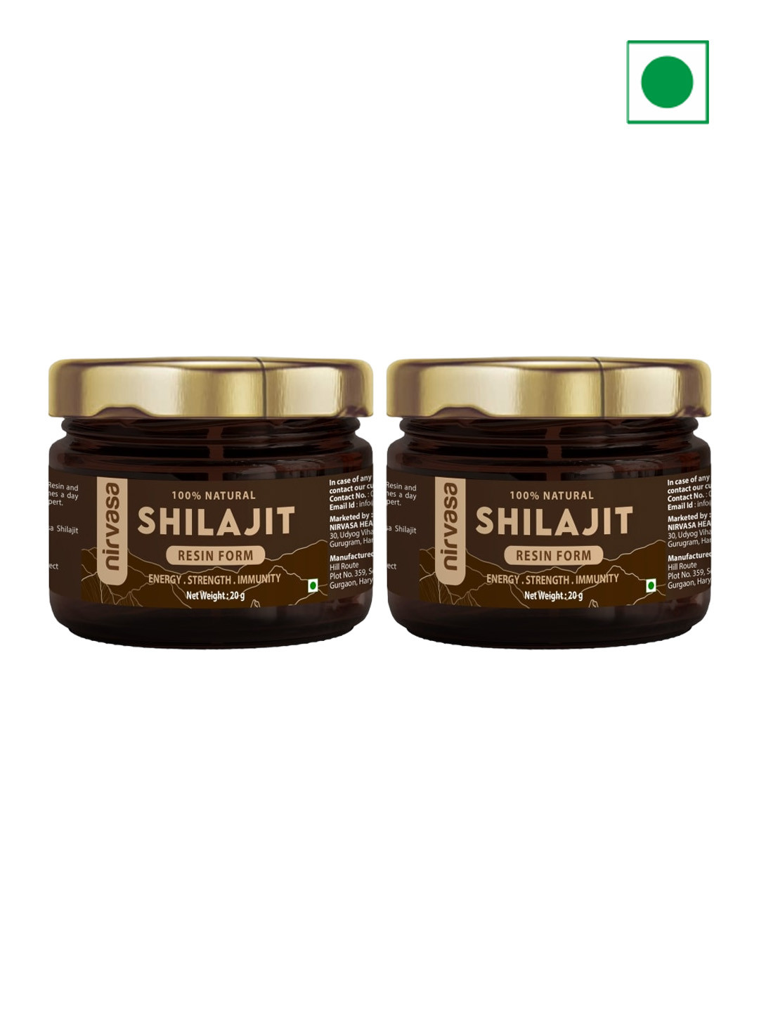 Nirvasa Set Of 2 Resin Form 100% Natural Shilajit To Boost Power & Immunity - 20g Each