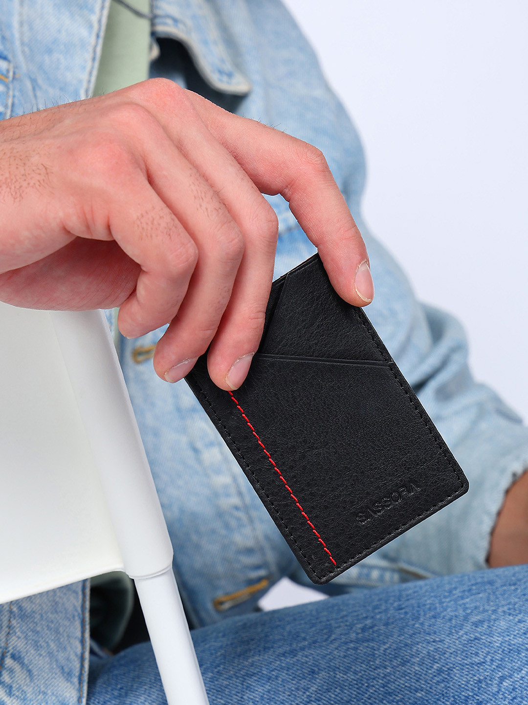 Sassora Abstract Textured Leather RFID Card Holder