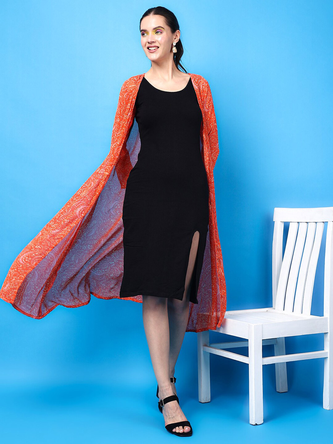 SCORPIUS Floral Printed Longline Shrug