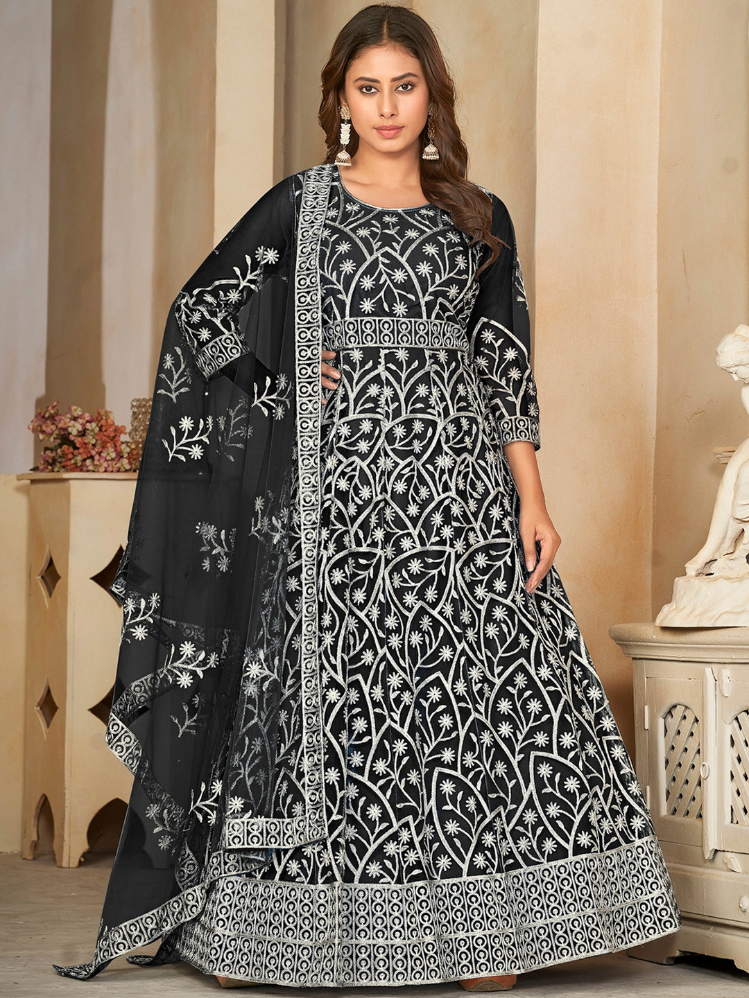 Warthy Ent Embroidered Semi-Stitched Dress Material