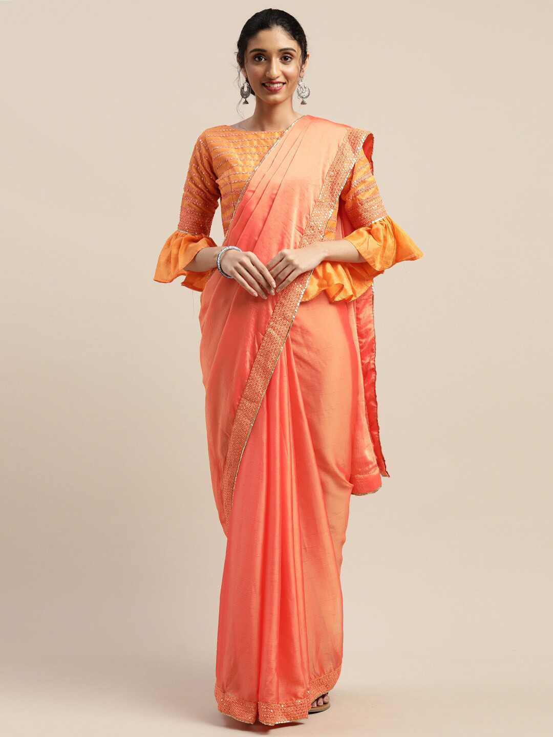 Mitera Mirror Work Gotta Patti Saree