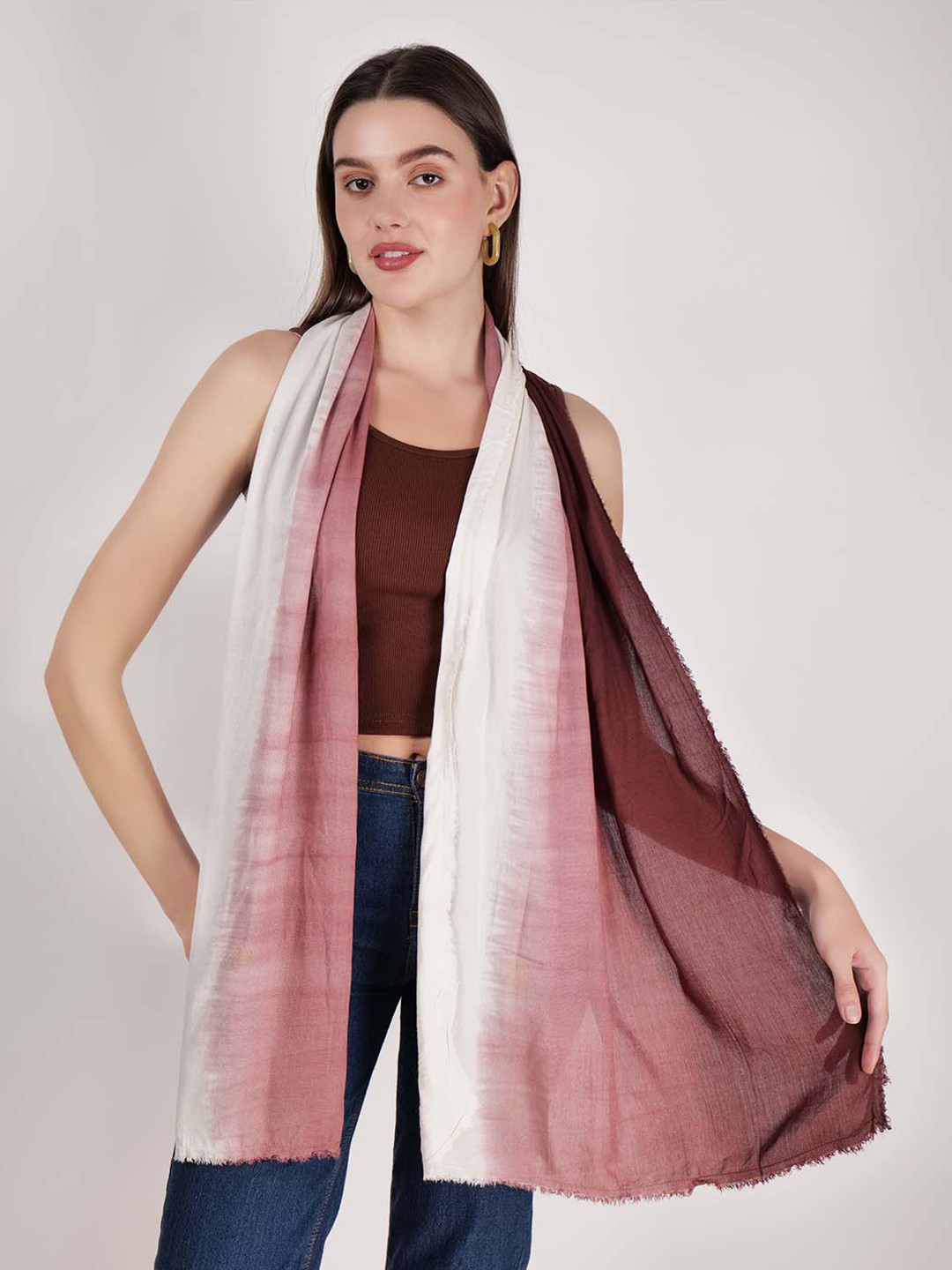 Mast & Harbour White & Maroon Tie & Dye Scarf