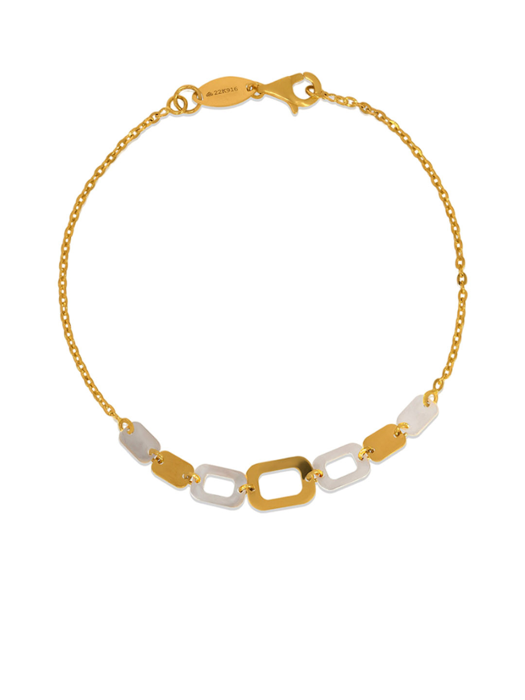 BHIMA 22K Hallmark 916 Purity Yellow Gold Rhodium Polish Bracelet
