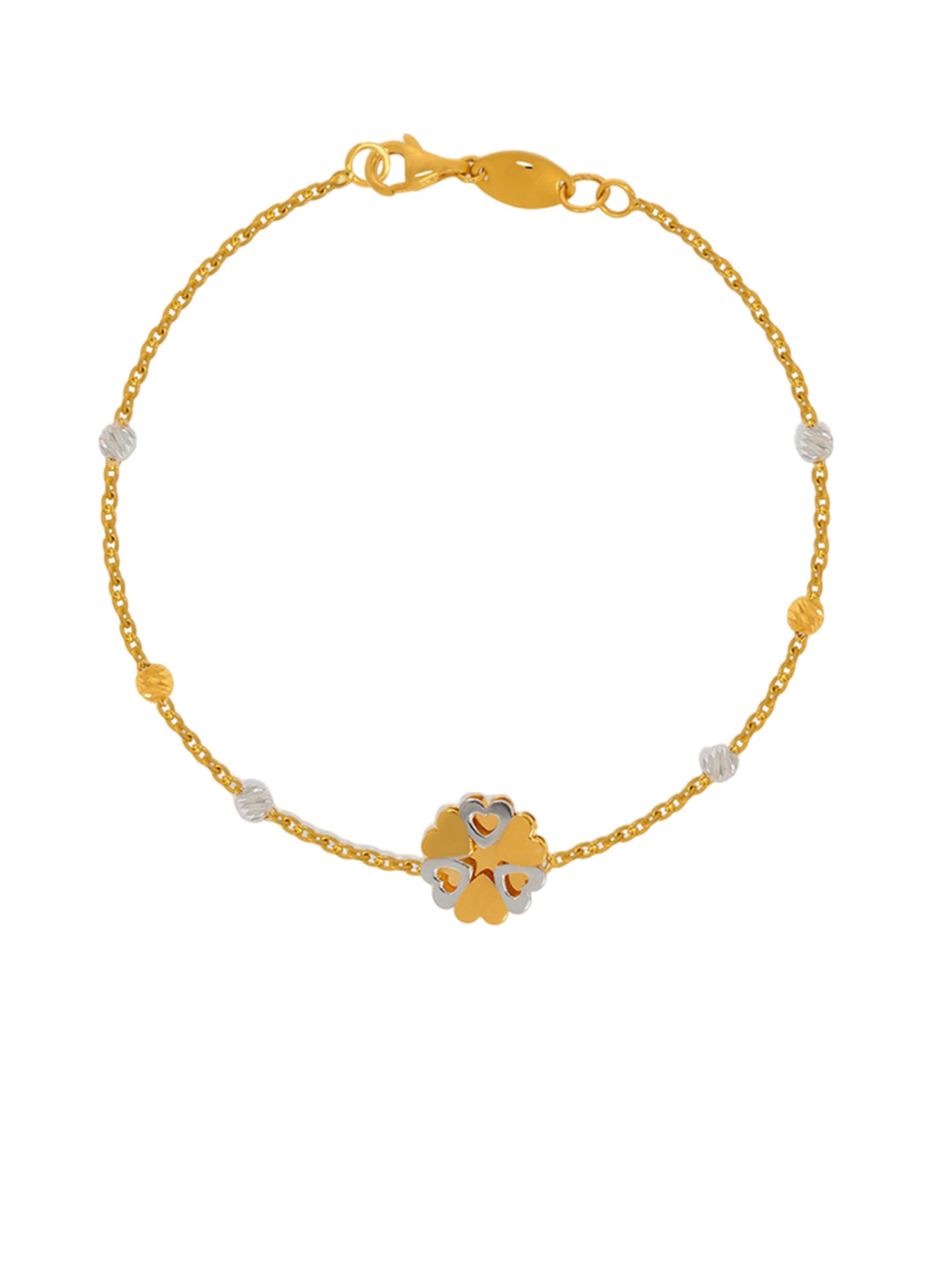 BHIMA 22K Hallmark 916 Purity Yellow Gold Rhodium Floral Bracelet
