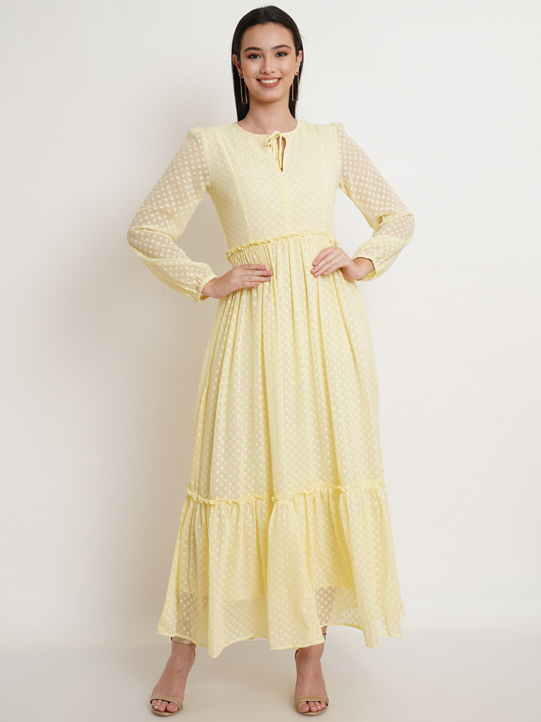 Purple State Tie-Up Neck Maxi Dress