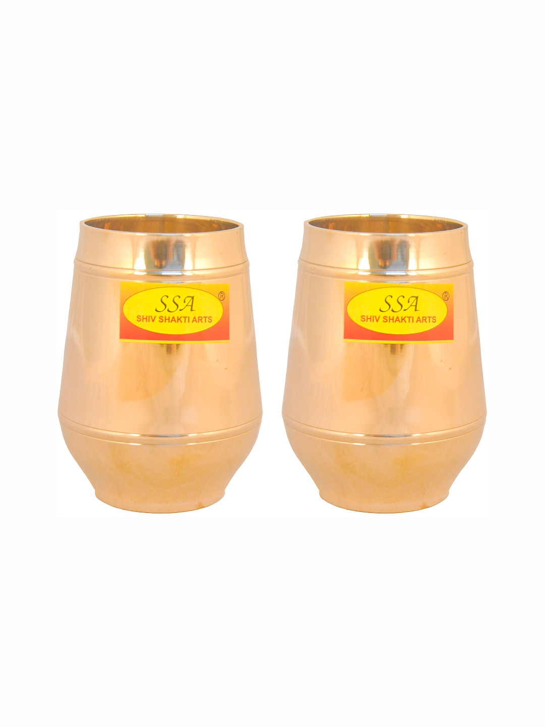 Shivshakti Arts Yellow 2 Pieces Bronze Water Or Juice Glasses 300 ml Each