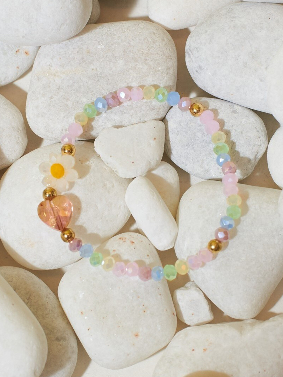 SALTY Beaded Sunflower Crystals Charm Bracelet