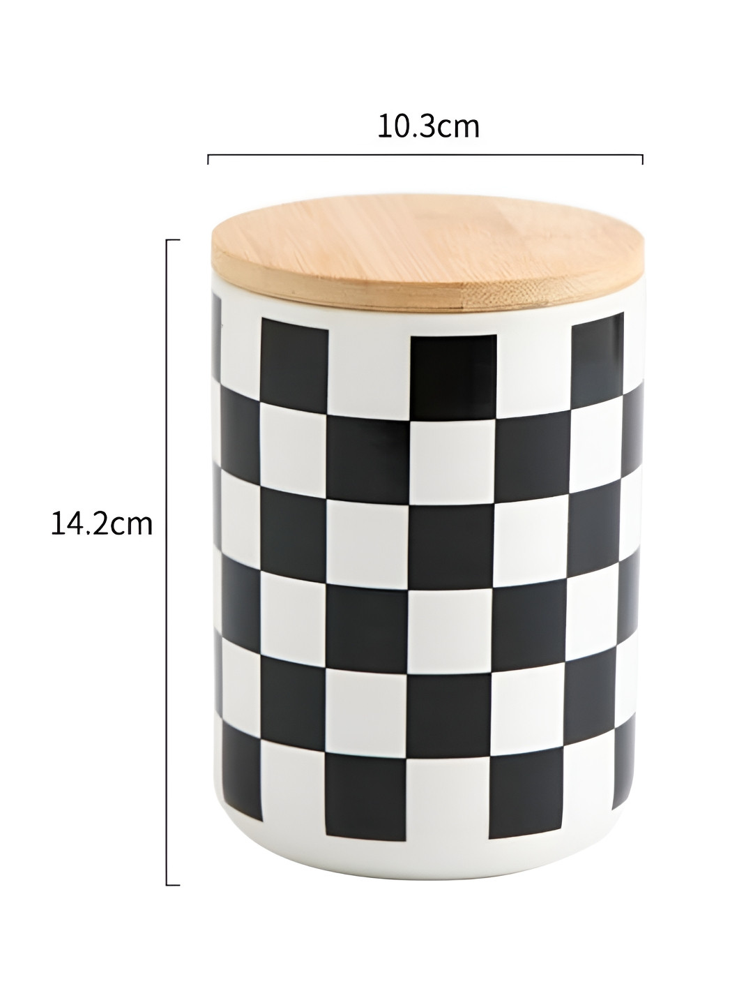The Better Home Black Checkered Ceramic Clip-On Jar-800ml