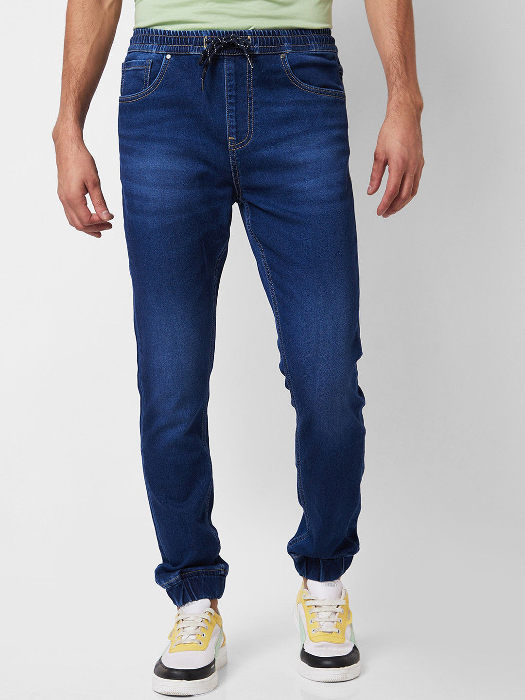 SPYKAR Men High-Rise Light Fade Cotton Jogger Jeans