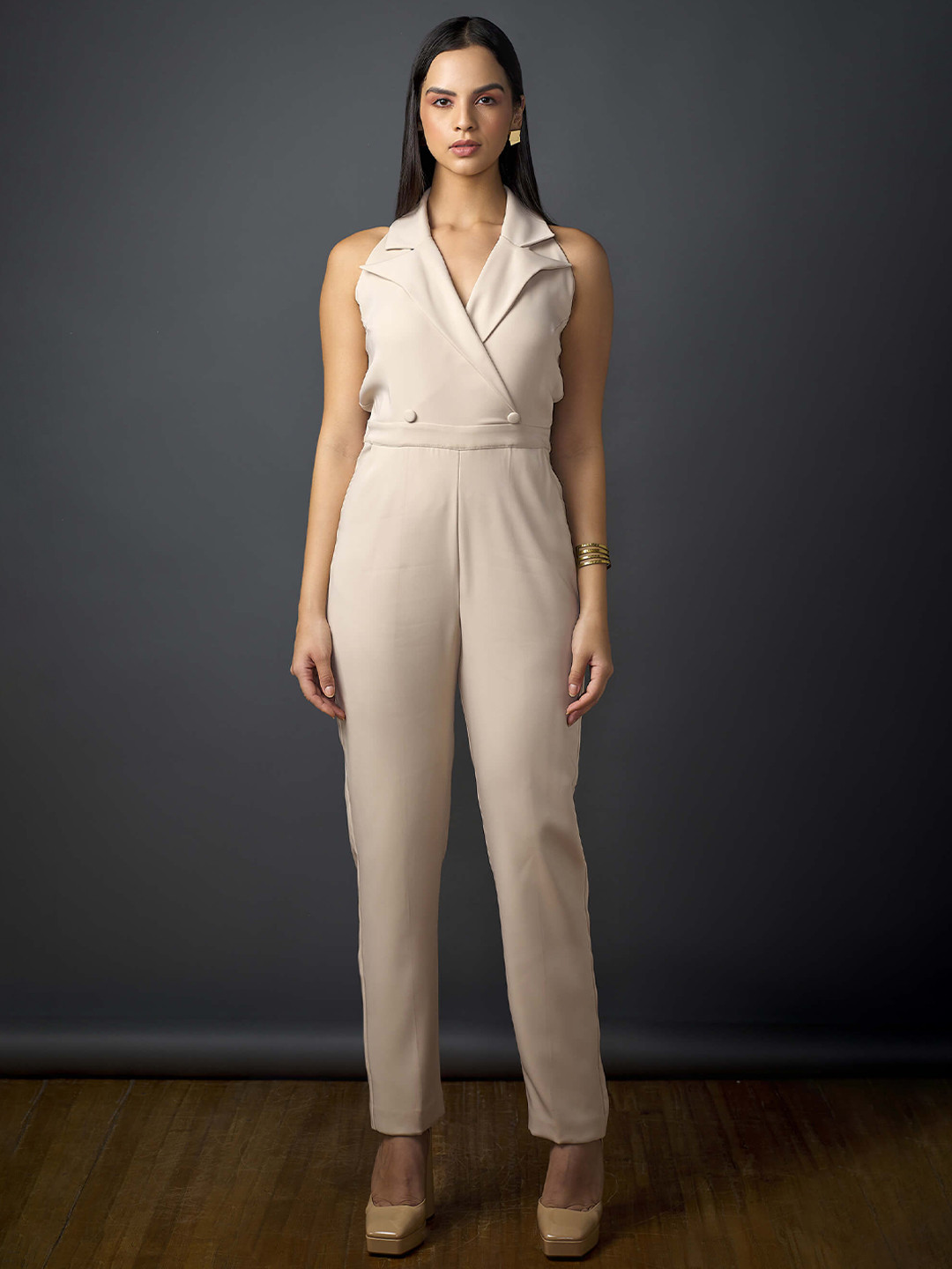 SALT ATTIRE Shawl Neck Basic Jumpsuit