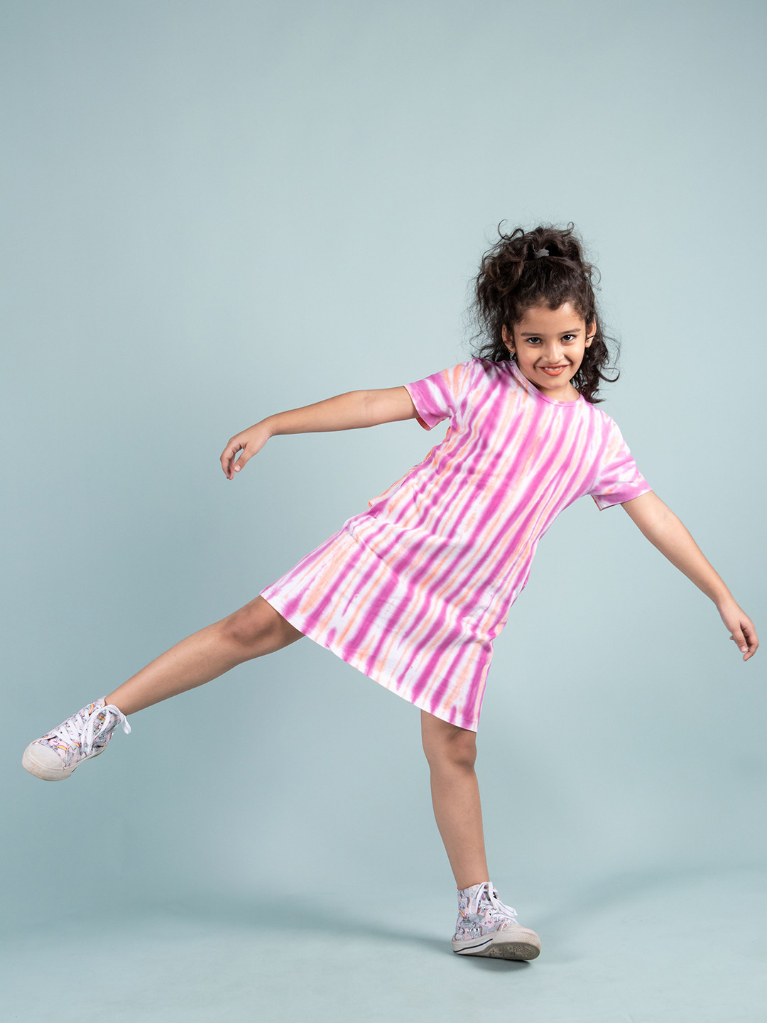 TWEENY MINI Girls Tie & Dye Pure Cotton T-Shirt Dress