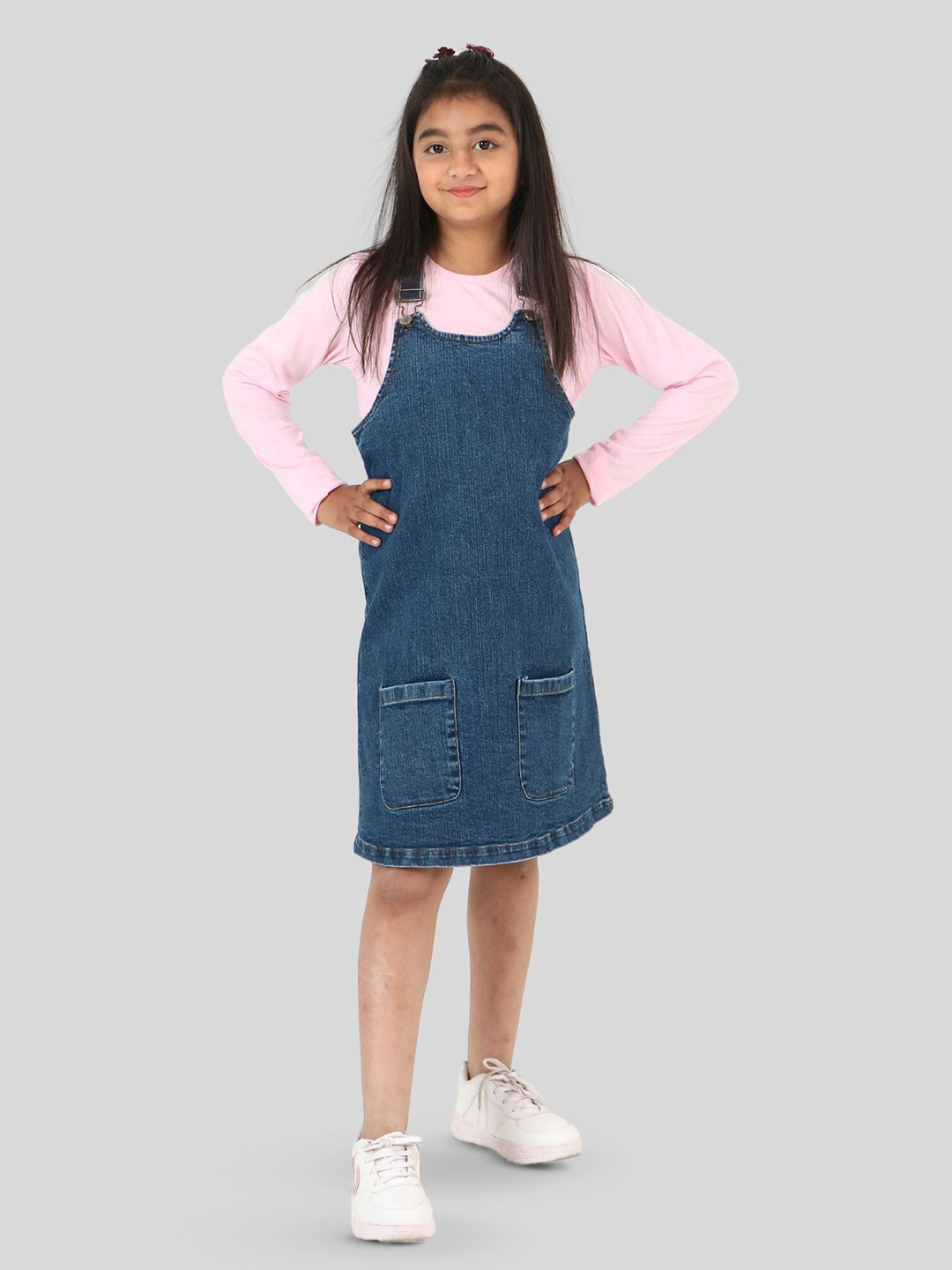TWEENY MINI Girls Kids All Season Denim Pinafore Dress