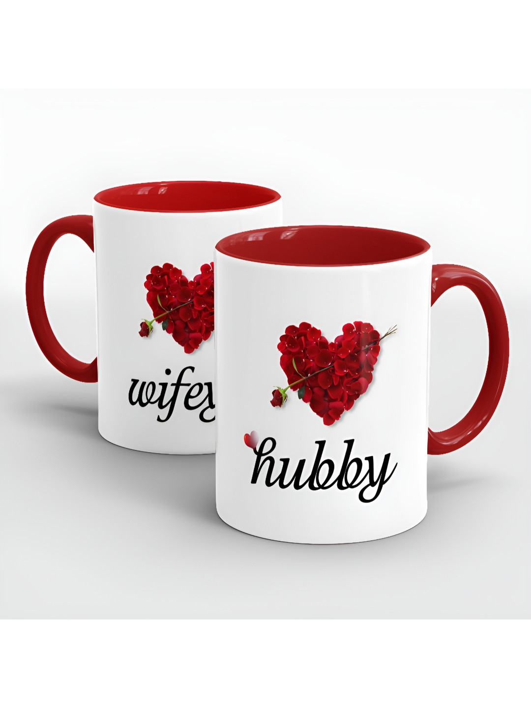 SUBLIKRAFT Red & White Geometric Printed Ceramic Glossy Mugs Set of Cups and Mugs