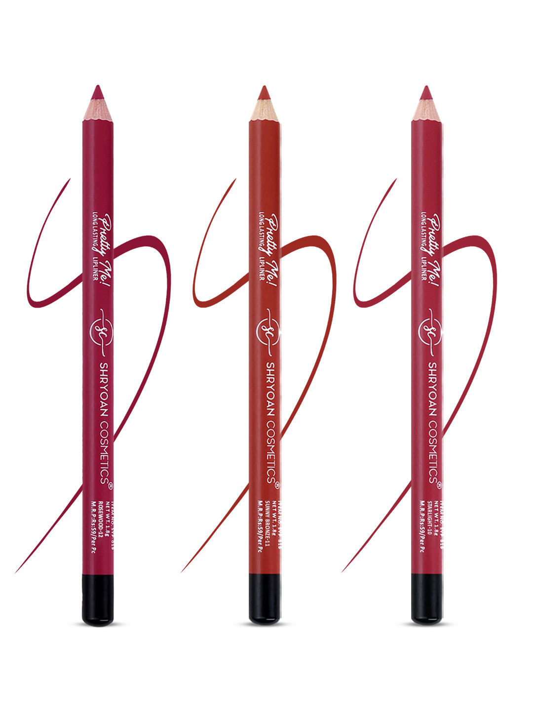 SHRYOAN Pretty Me Set Of 3 Long Lasting Lip Liner - 1.8g Each -  SH10-11-12