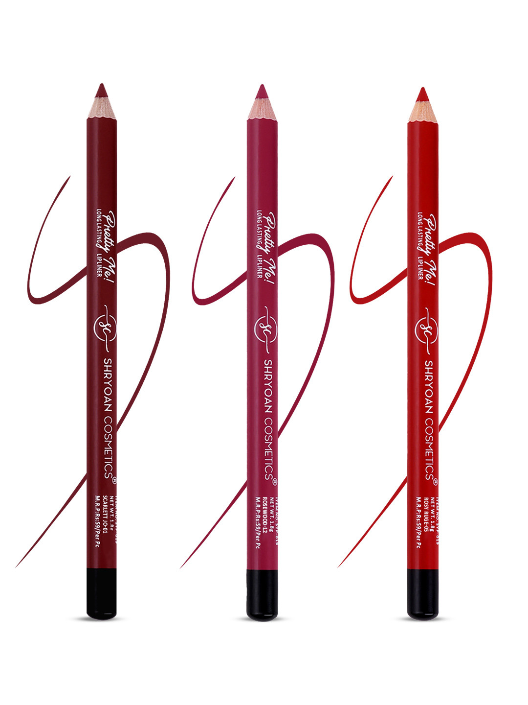 SHRYOAN Pretty Me Set Of 3 Long Lasting Lip Liner - 1.8g Each - SH1-5-12