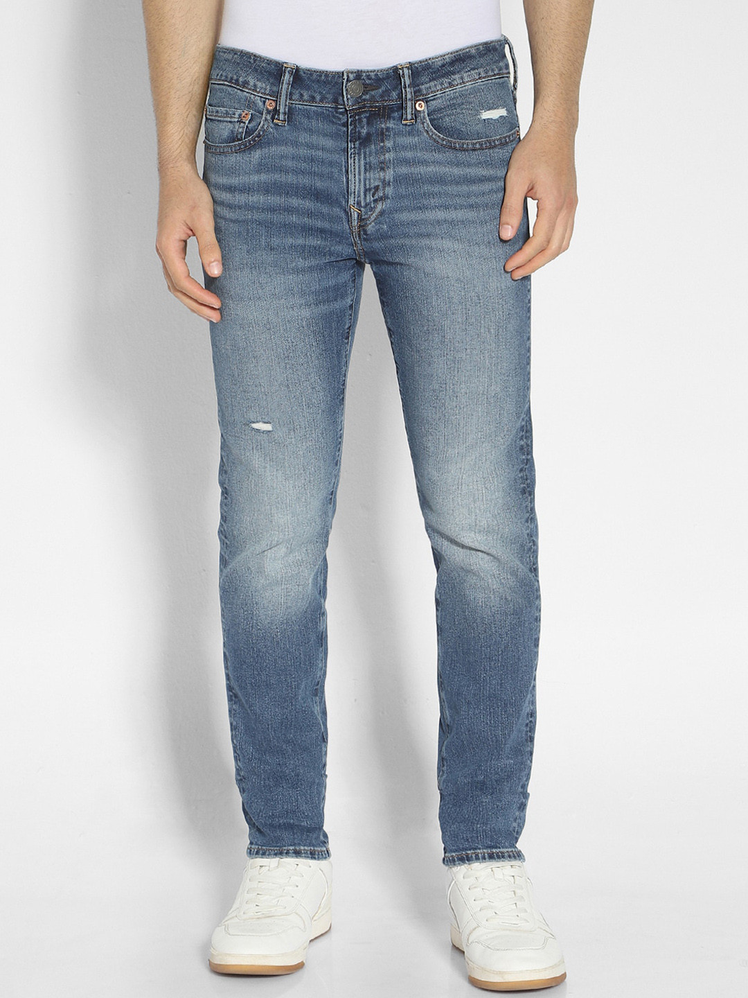 AMERICAN EAGLE OUTFITTERS AirFlex+ Men Skinny Fit Low Distress Heavy Fade  Jeans