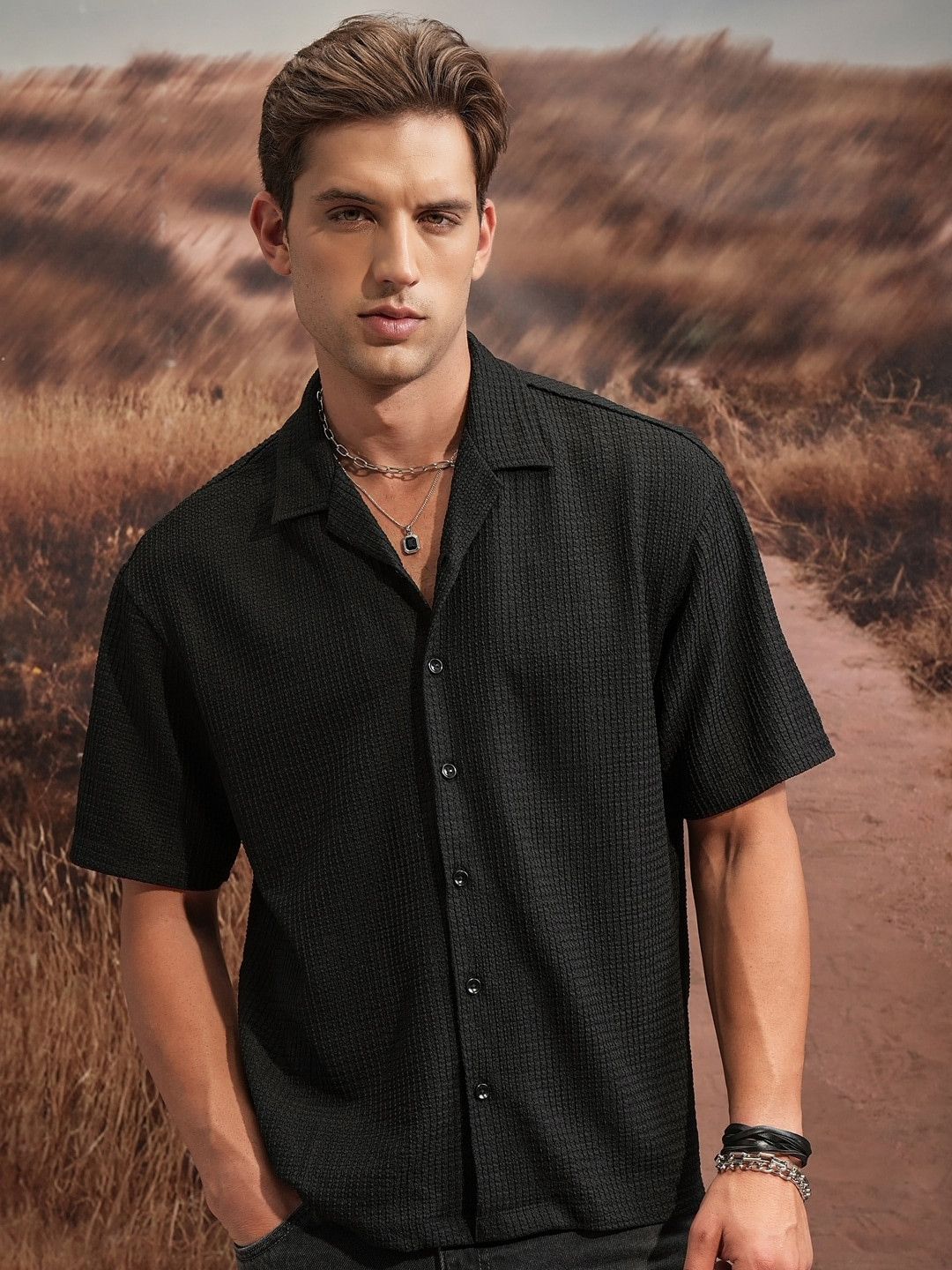 LOCOMOTIVE Premium Bubble Cuban Collar Oversized Shirt