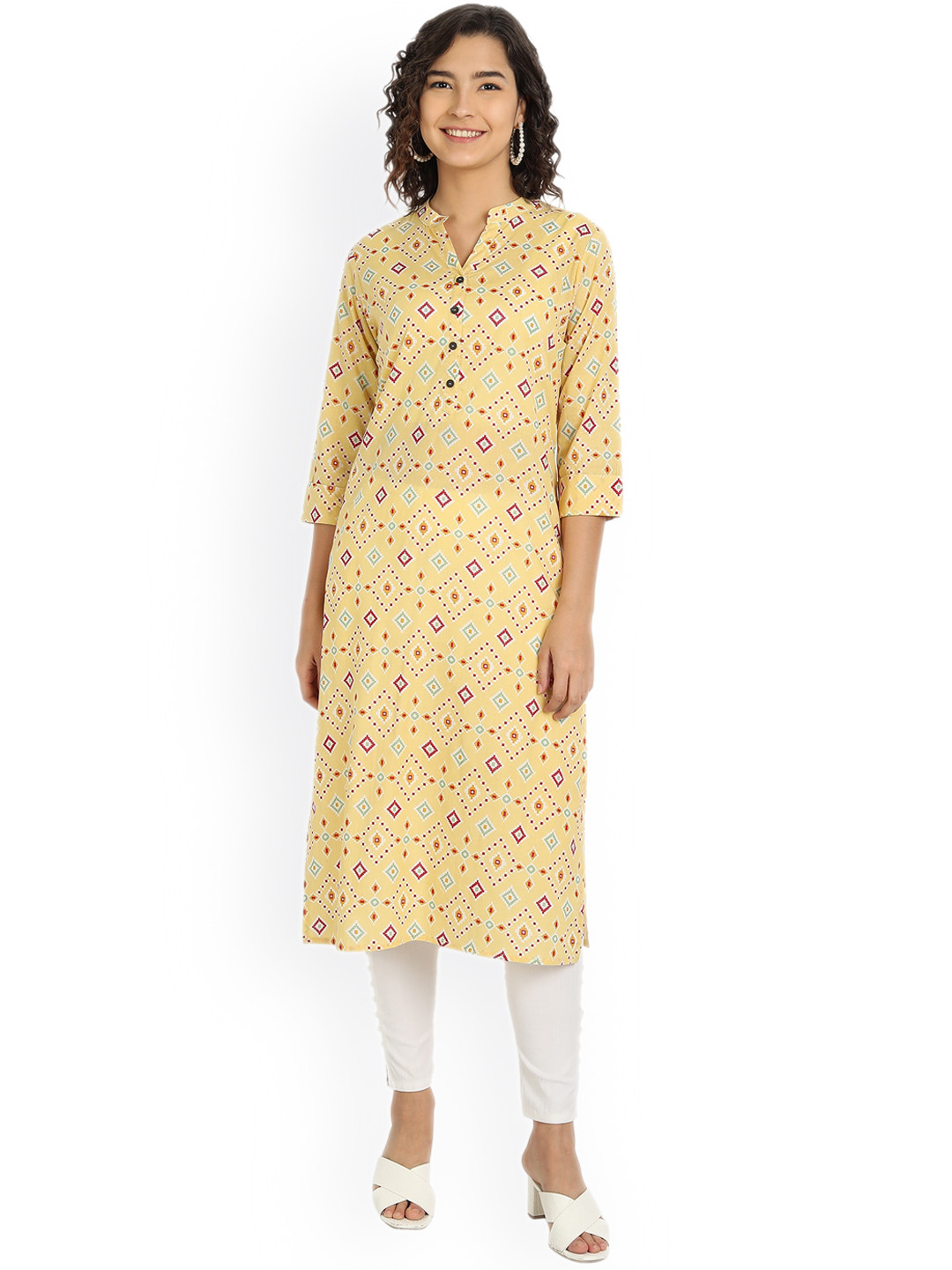 Haute and Humble Women Quirky Striped Sequinned Summer Sheers Kurta