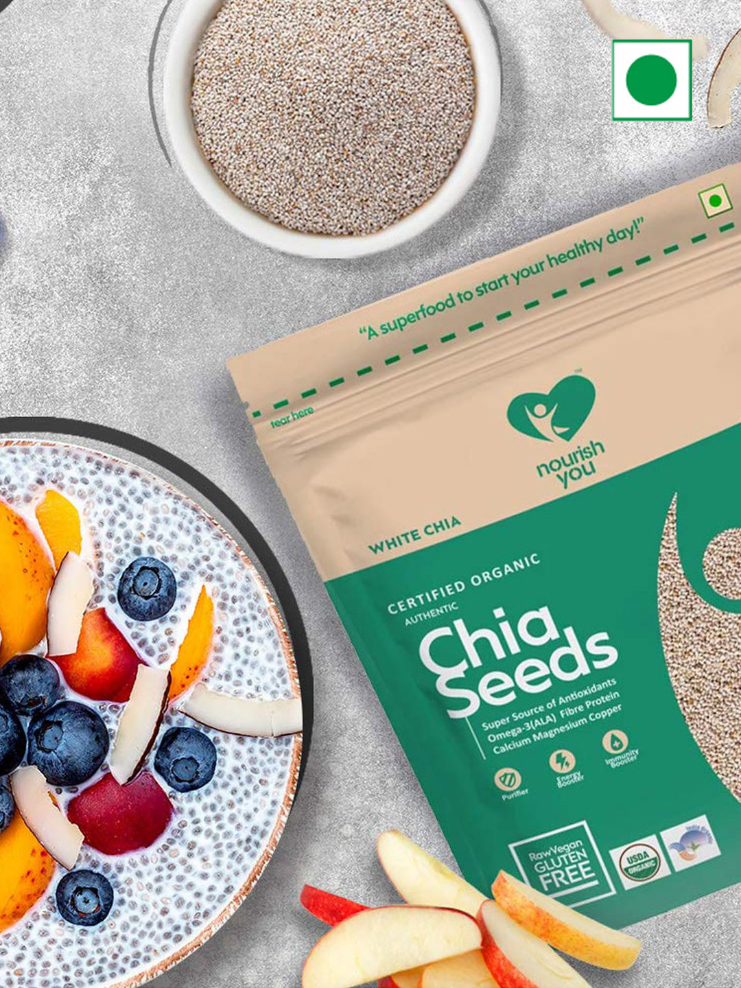 Nourish You Raw White Chia Seeds- 150g