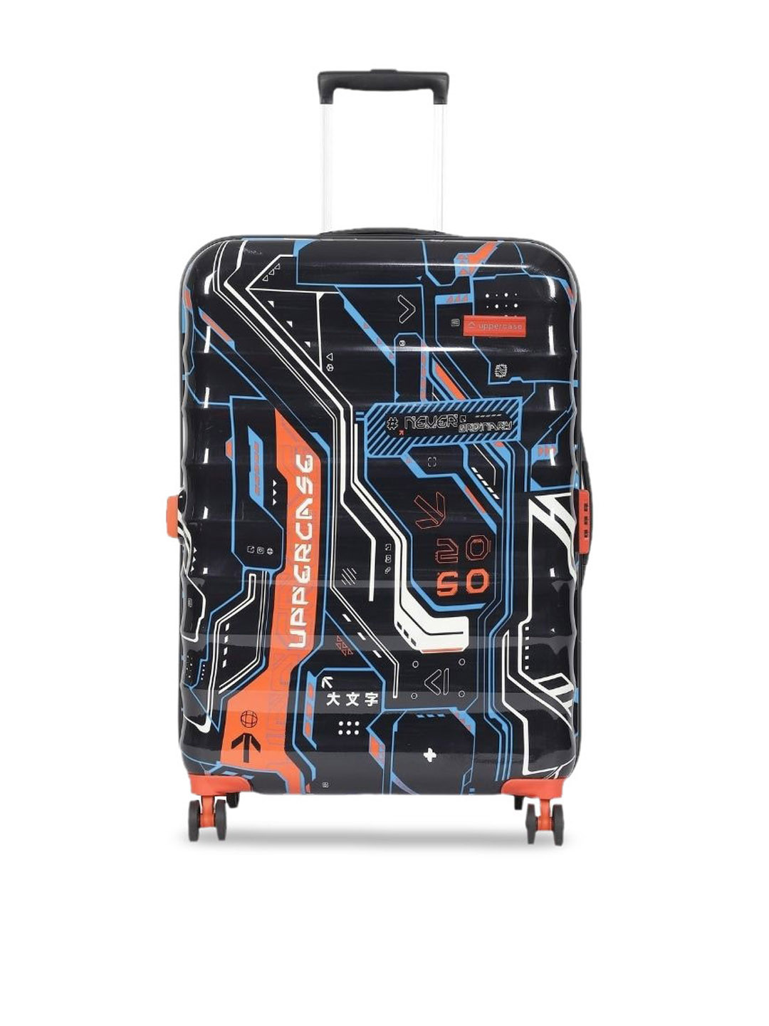 uppercase Cyber Punk Printed Large Trolley Suitcase