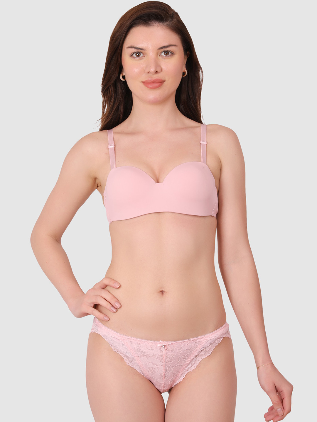 BRACHY Heavily Padded Underwired Lingerie Set BCA_268SETPP-30A-Baby Pink