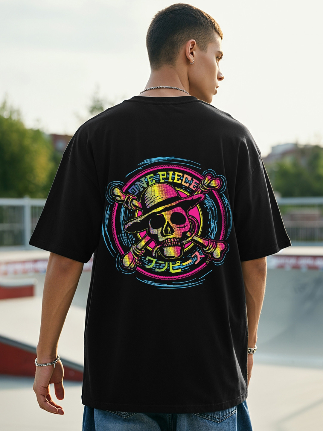 Bewakoof One Piece Straw Hat Crew Graphic Oversized T-shirt