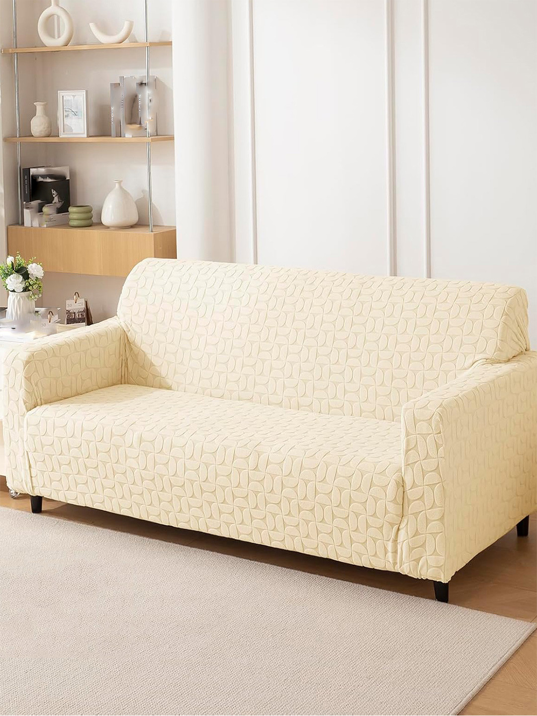HOUSE OF QUIRK Jacquard Fabric 5 Seater 220 GSM Textured Sofa Cover