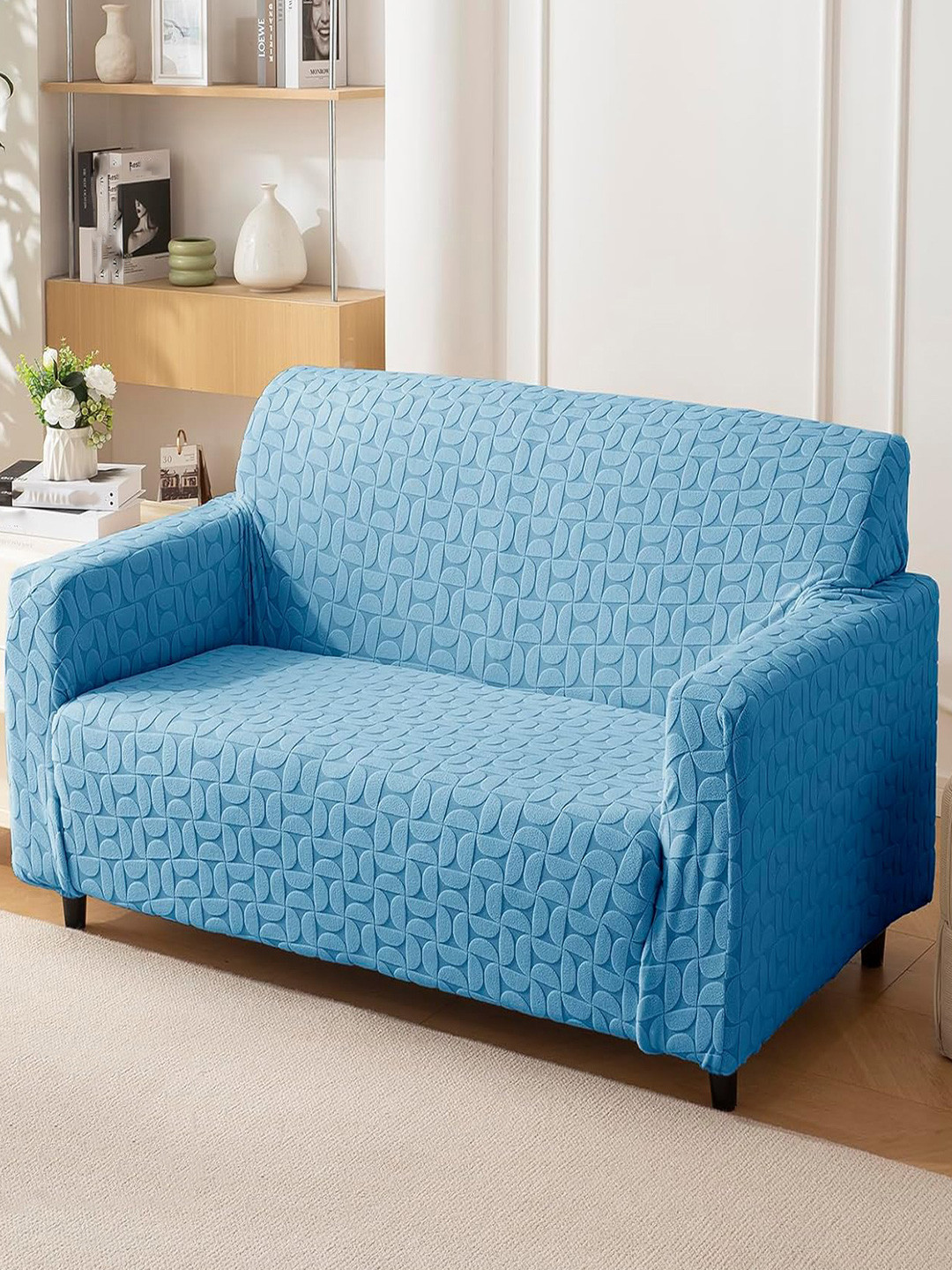 HOUSE OF QUIRK 1 Piece Four Seater Jacquard Sofa Cover With Arms