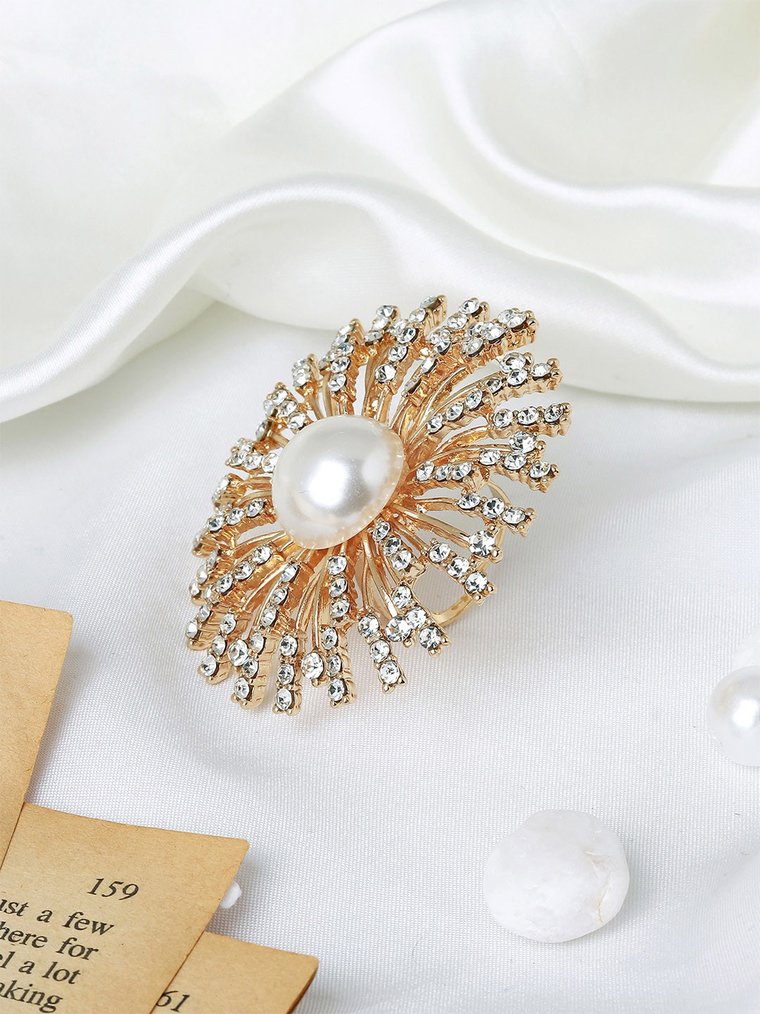 JOKER & WITCH Gold-Plated Pearl-Beaded Ring