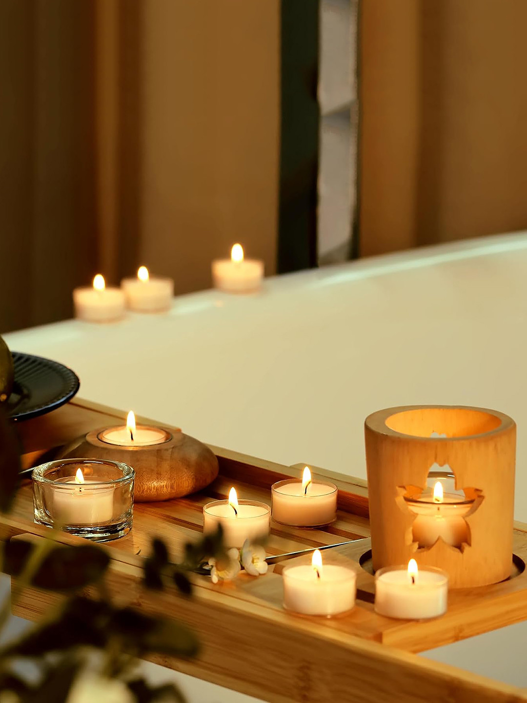 Seva Home Bloom 50Pcs Scented 1 Wick Scented Solid Round Regular Tea Light Candles