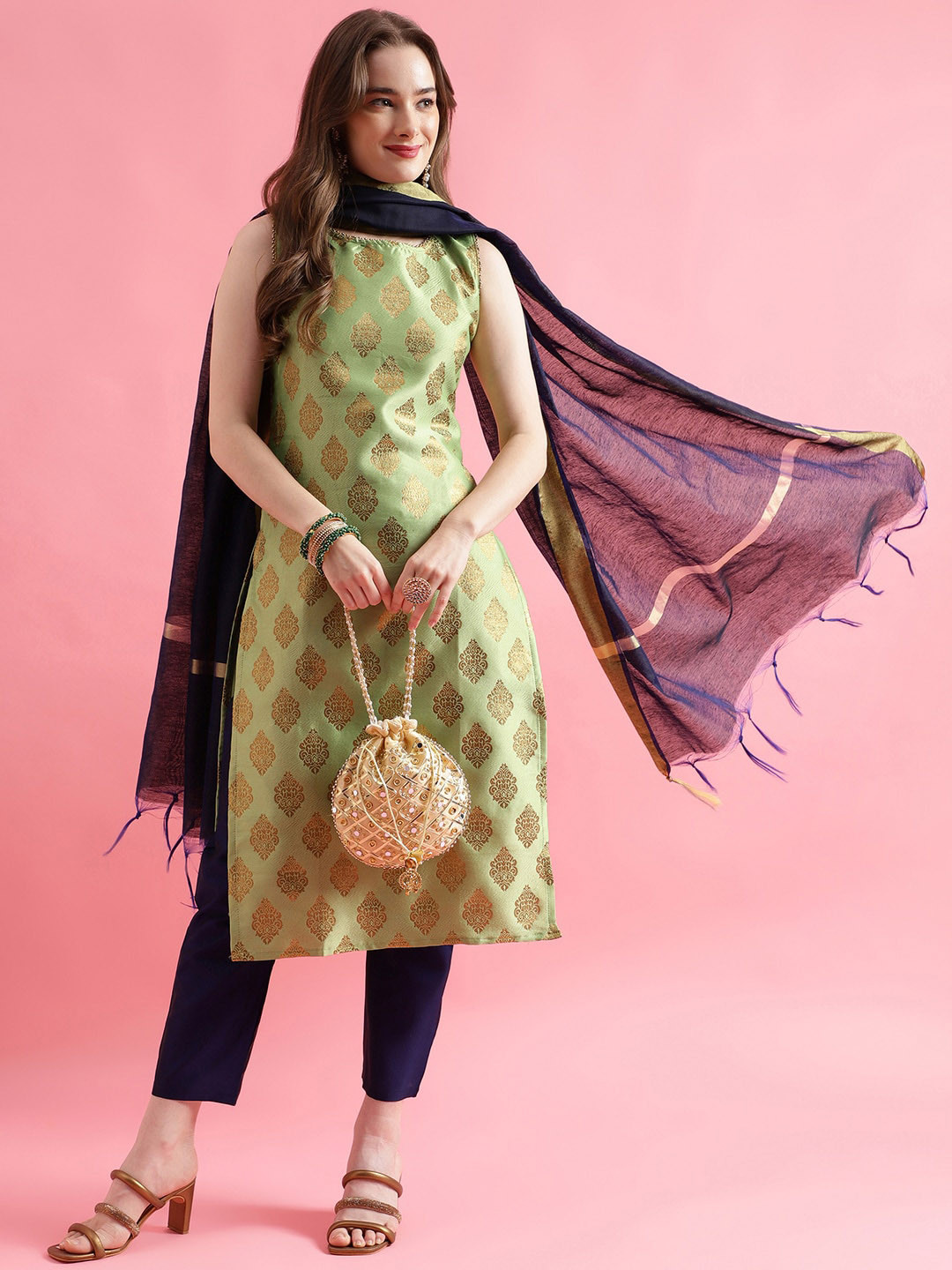 VredeVogel Women Ethnic Motifs Regular Kurta with Trousers & With Dupatta
