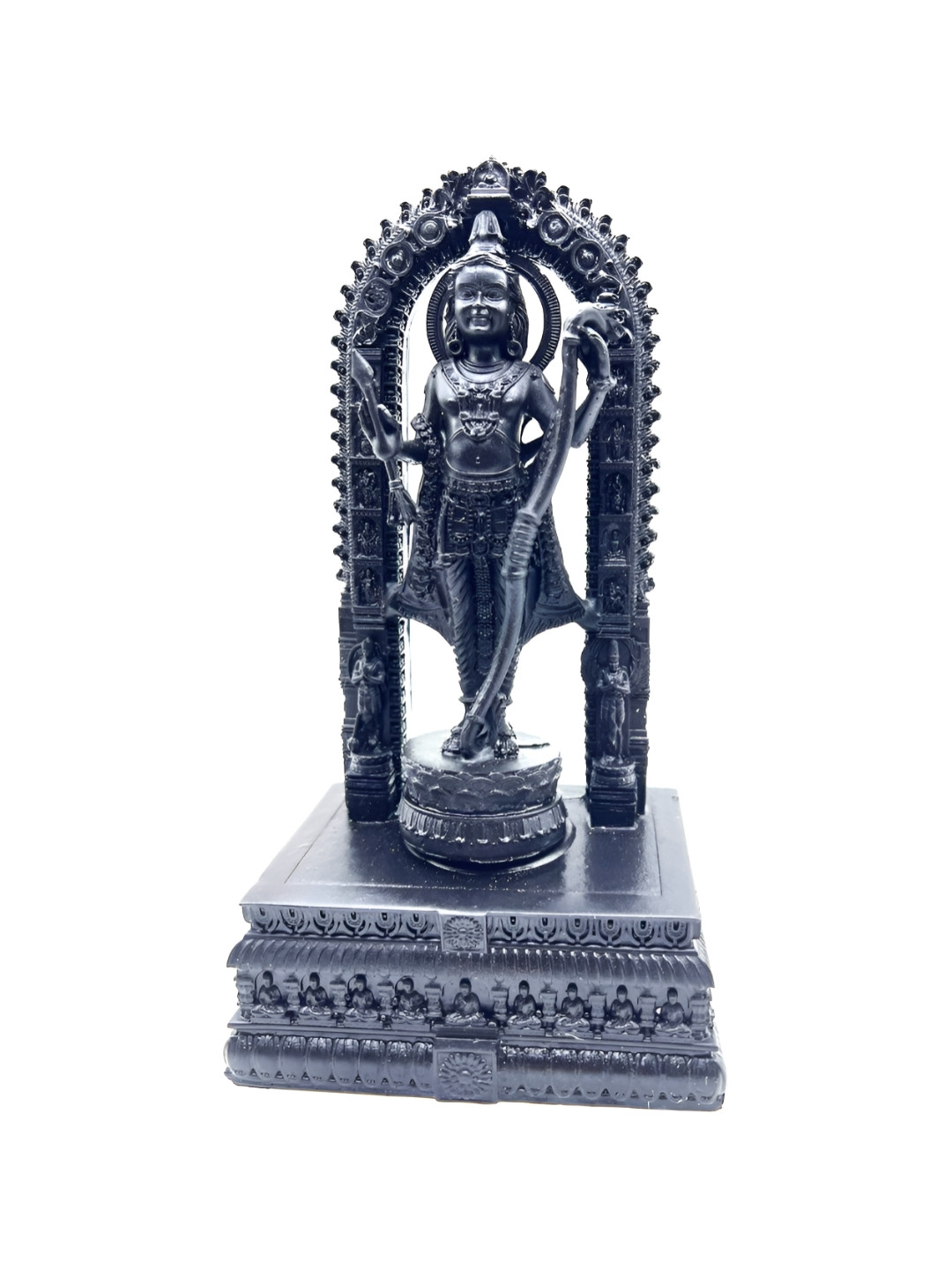 Awestuffs Shree Ram Lalla Black Polyresin Glossy Prayer Room Medium Showpiece - 7.1 Inches