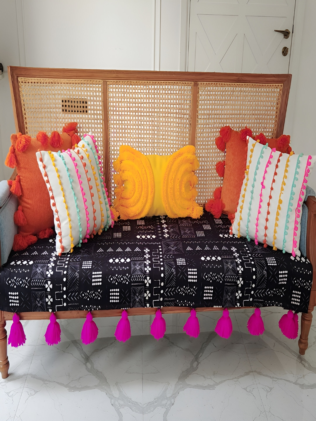 THROWPILLOW Black & Pink Solid Sofa Cover