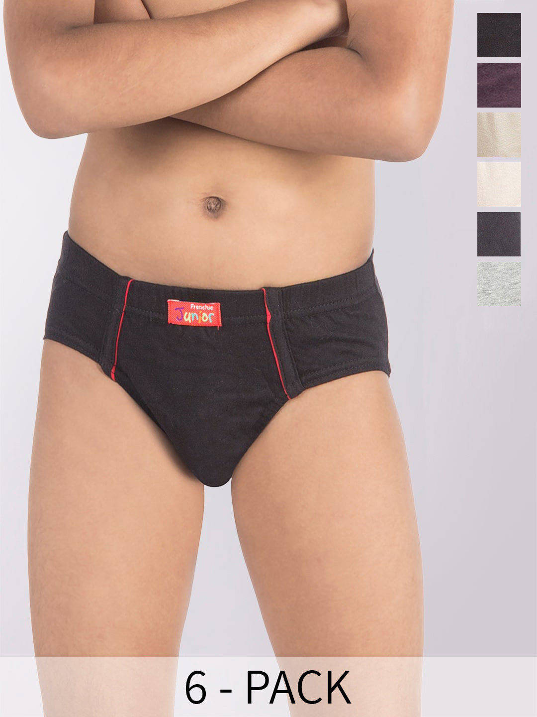 FRENCHIE Boys Pack Of 6 Assorted Cotton Briefs FR-BI-BF-JRBLC-2X5-60-PO6