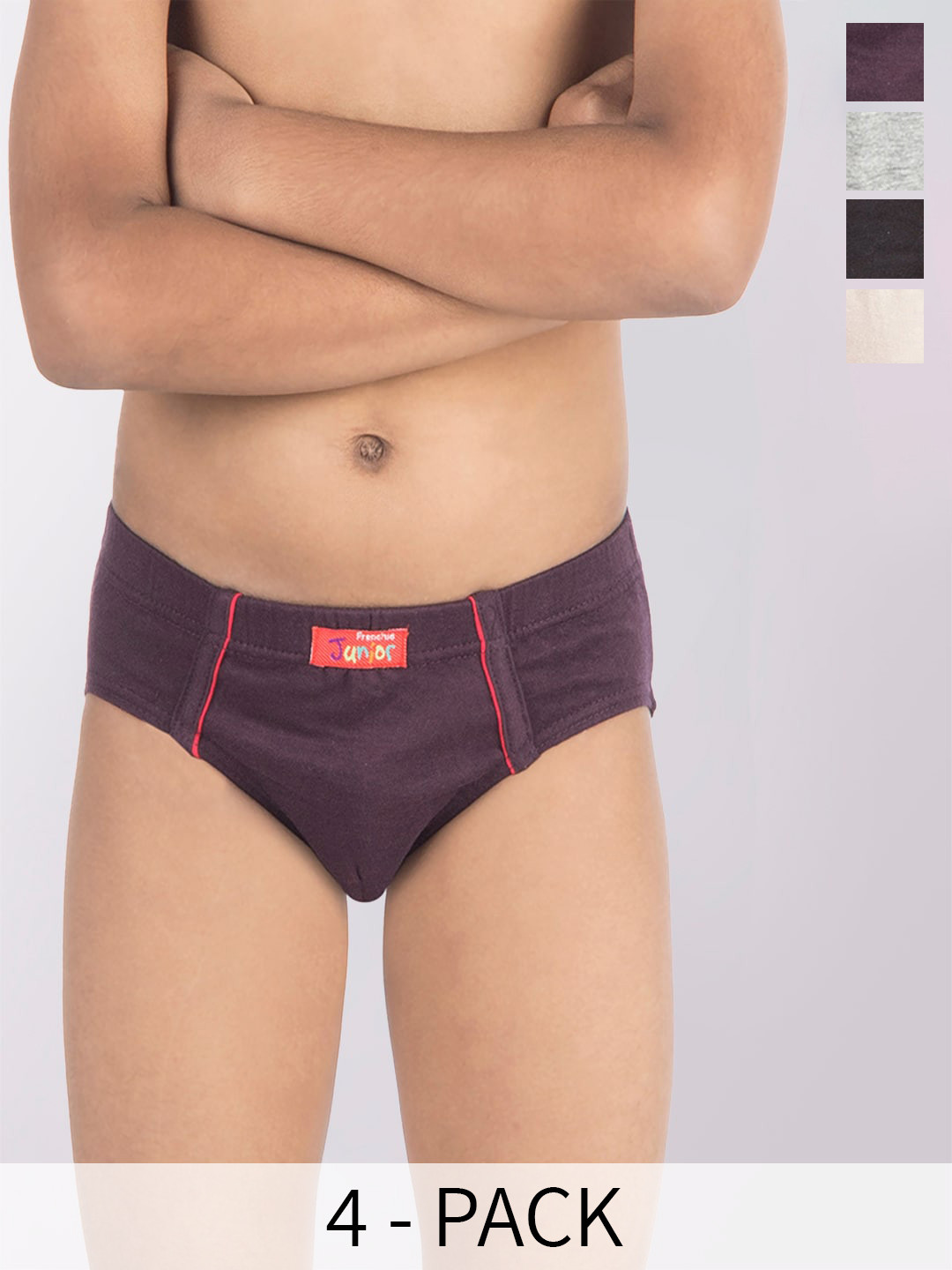FRENCHIE Blaze Boys Pack Of 4 Assorted Pure Cotton Basic Briefs- FR-BI-BF-JRBLC-2X5-70-PO4