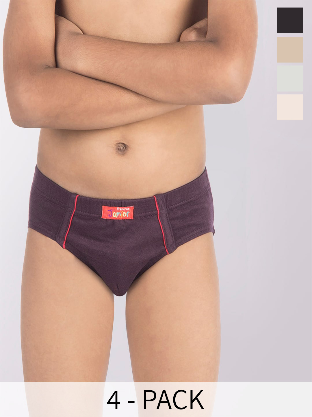 FRENCHIE Blaze Boys Pack Of 4 Assorted Pure Cotton Basic Briefs FR-BI-BF-JRBLC-2X5-55-PO4