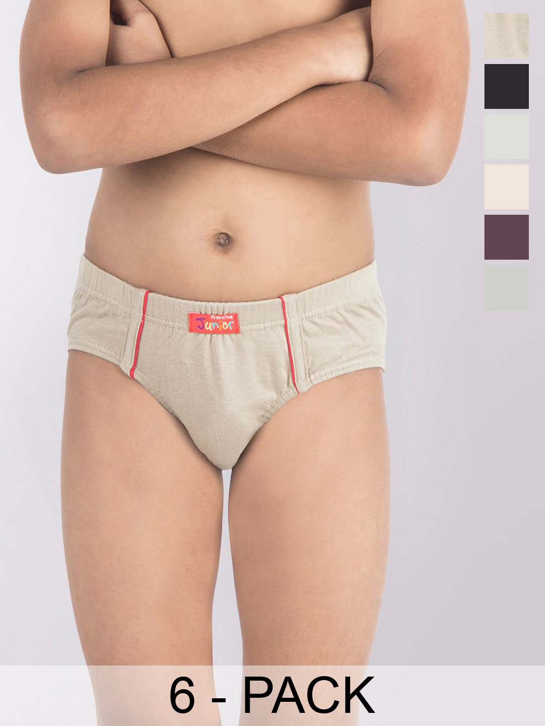 FRENCHIE Blaze Boys Pack Of 6 Assorted Pure Cotton Basic Briefs- FR-BI-BF-JRBLC-2X5-65-PO6